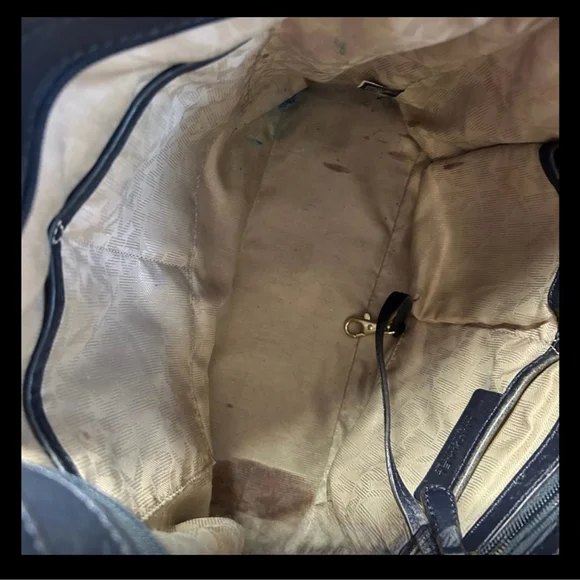 Michael Kors Large Bedford Tote Navy MK Signature Logo Canvas - Picture 9 of 10